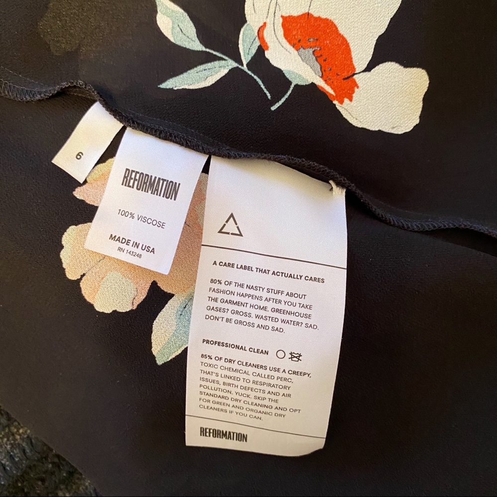 Reformation Black Floral Print Mini Dress - Picture 10 of 10